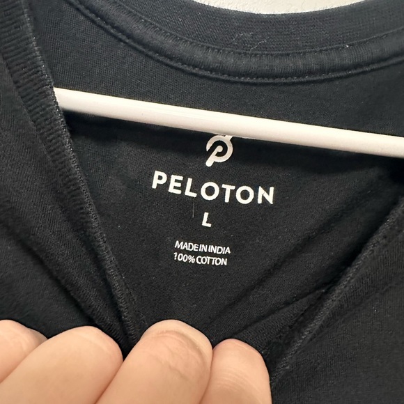 Peloton Century Shirt 100 Black tee shirt with white brand detail - Picture 2 of 3